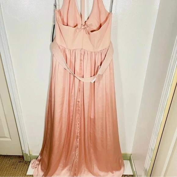 NWT Vera Wang White V-Neck Halter Gown Bridesmaid Dress with Sash Blush Wedding - Picture 7 of 13